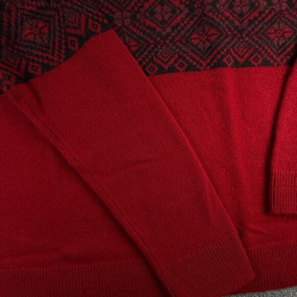 NWT Joseph Abboud Red Fair Isle Wool Blend 1/4 Zip Pullover Sweater 2XL - $80 - Picture 12 of 16